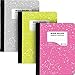Emraw Neon Color Cover Composition Book with 100 Sheets of wide ruled white paper (3 Random Pack) Neon Purple, Neon Blue, Neon Green, Neon Pink