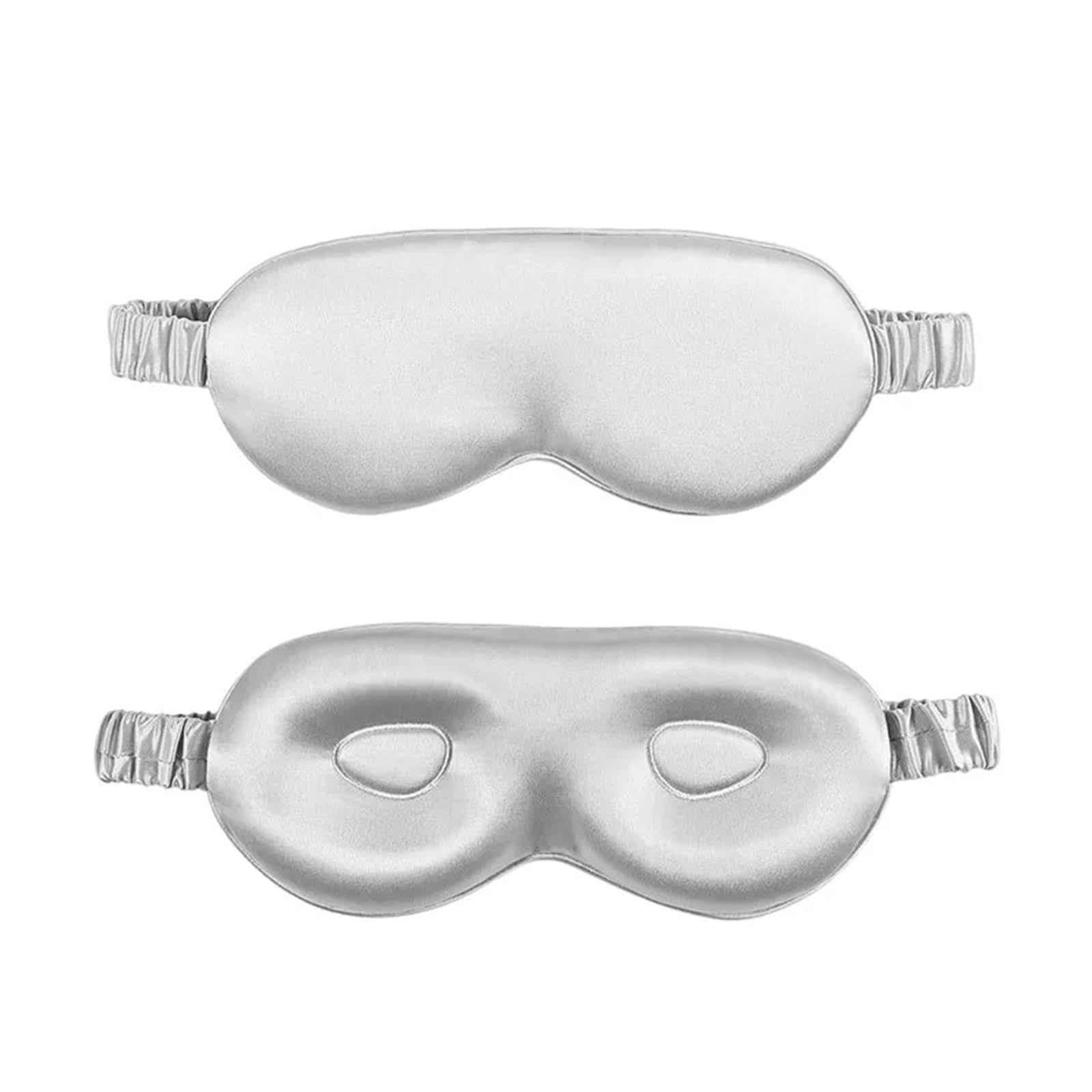 Seiden-Augenmaske Echte Seide 3D Stereoskopische Augenmaske Maulbeerseide Schattierung Nicht Druck Auge Gummiband Schlaf Reise FüR Schlaf(Sliver)