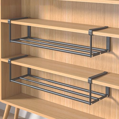 SKW シューズラック 伸縮式 玄関収納 靴棚 吊り下げ式 下駄箱 靴箱 組み立て式 組み立て簡単 工具付き 玄関 下駄箱 省スペース 調整可能 多機能 (2, ブラック)