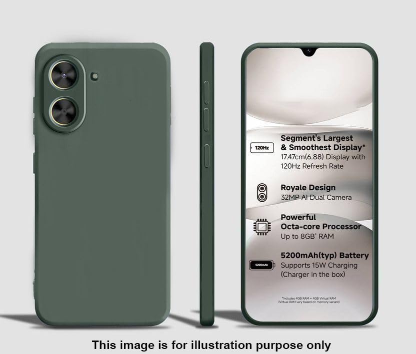 Image of AeoFit Back Cover for Redmi 15A 5G | Soft Micro-Fibre Lining Inside | Camera Protection Bump | Shockproof Back Cover Case for Redmi 15A 5G (Green)