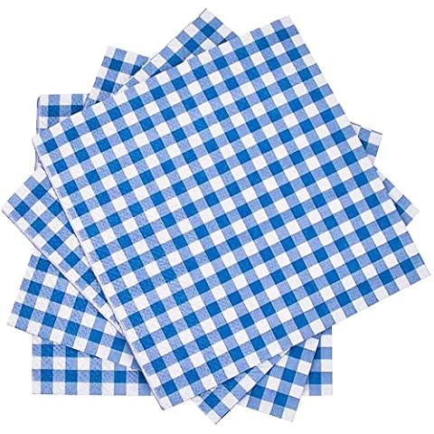 MIXIDON Servilletas de papel desechables de cuadros a cuadros para fiestas de cumpleaños, 80 piezas, azul Cover