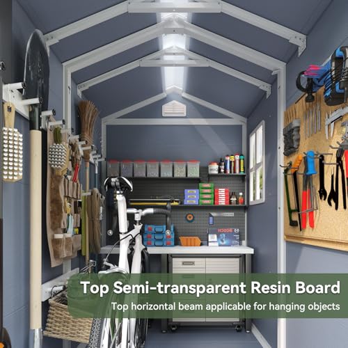 Aoxun-6×4-Resin-Outdoor-Storage-Shed-Utility-Tool-Shed-Storage-House-Multi-Purpose-Utility-Tool-House-Applicable-for-Bike-Clutter-Storage-for-Backyard-Patio-Gray Aoxun 6×4 Resin Outdoor Storage Shed Utility Tool Shed Storage House Multi Purpose Utility Tool House Applicable for Bike Clutter Storage for Backyard Patio Gray