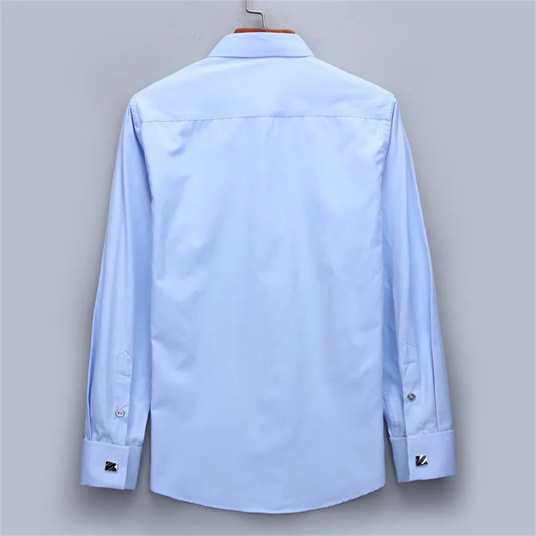 Yeuyyben Camicia da sposa da uomo camicia da smoking camicia francese gemelli formali camicia a maniche lunghe slim fit camicia con polsini francesi