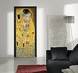 adesivo per porta klimt il bacio - decorazione adesiva per porte, antigraffio e antiriflesso | 83 x 210 cm