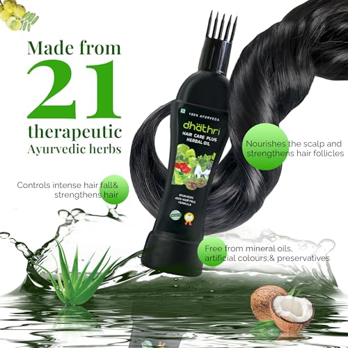 Dhathri Hair Care Plus Herbal Oil for Hair Growth, Ayurvedic Hair Oil for Hair Fall Control & Hair Nourishment, 200 ml - Image 4