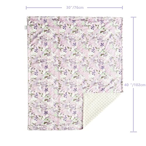 CREVENT Baby Girls Blanket for Crib Stroller Cot Cradle Car, Supper Soft and Pretty - Lavender Grapes 30x40 Inches
