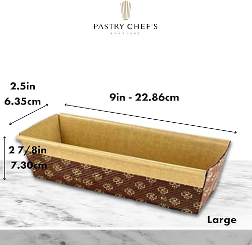 Miniatura 9 de Pastry Chef's Boutique Moldes de papel rectangulares desechables, hechos de forma natural, reciclables, aptos para microondas y horno, molde mediano