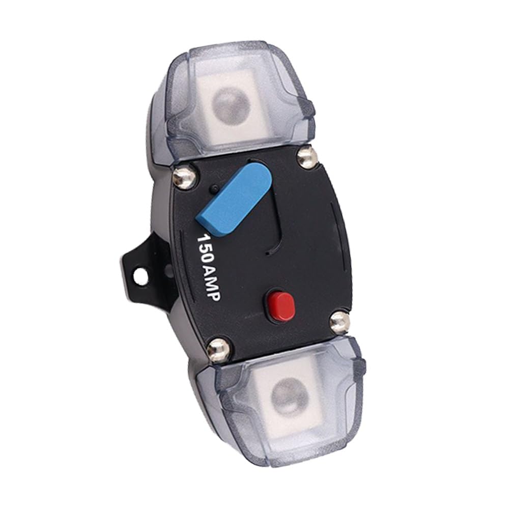 KEDAKEJI 150Amp Circuit Breaker Manual Reset Trolling Motor Auto Car Stereo Audio Inline Fuse Block Holders Inverter for Automotive Rv Marine Boat(150Amp)