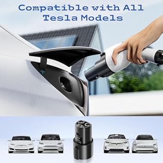J1772 to Tesla Charger Adapter, J1772 to NACS Adapter (Max 80A, 240V), Fast Charging for Tesla Model 3/Y/S/X/Cybertruck, Compatible with Level 1/2 EV Chargers