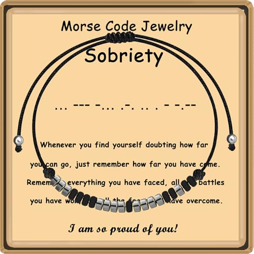 Sobriety Bracelet for Women & Men - Inspirational Morse Code Addiction Recovery Gift