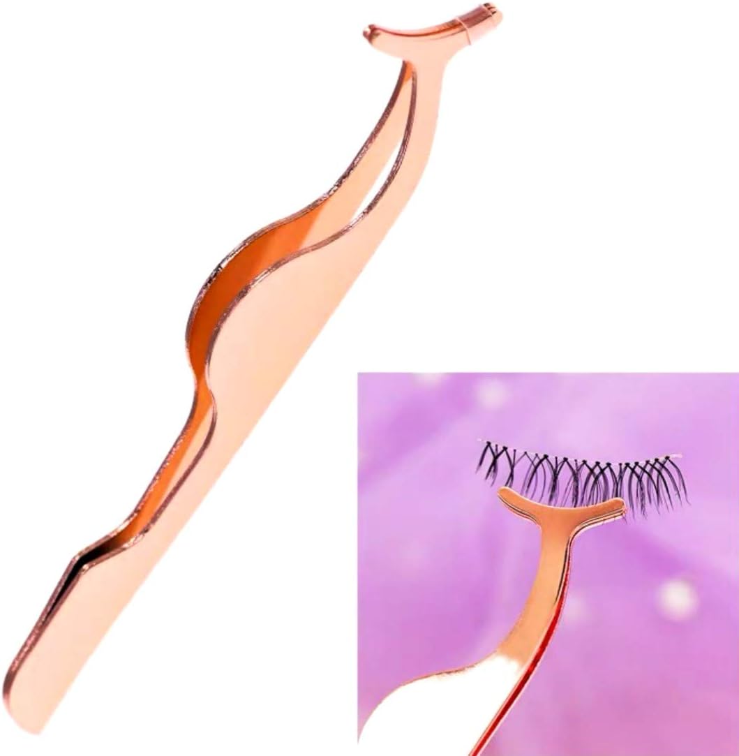 DorisueFalse Eyelashes Applicator Tool Gold Eyelash Clip Tweezers Nipper Extension Tweezers Remover