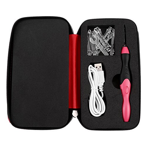 Pssopp Ensemble de 9 Crochets à LED en Crochet Outils Professionnels d'aiguilles Lisses de Tricot Set d'aiguilles à Tricoter Chargement USB avec 9 têtes interchangeables