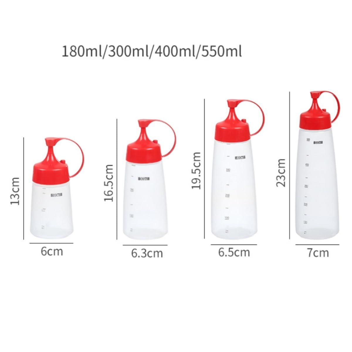 Quetschflasche Squeeze Flasche Quetschflasche, Küchengewürz, Ketchup, Plastiksauce, Kann 5 Flaschen Set Auspressen Saucenflasche(Rood,300ml)