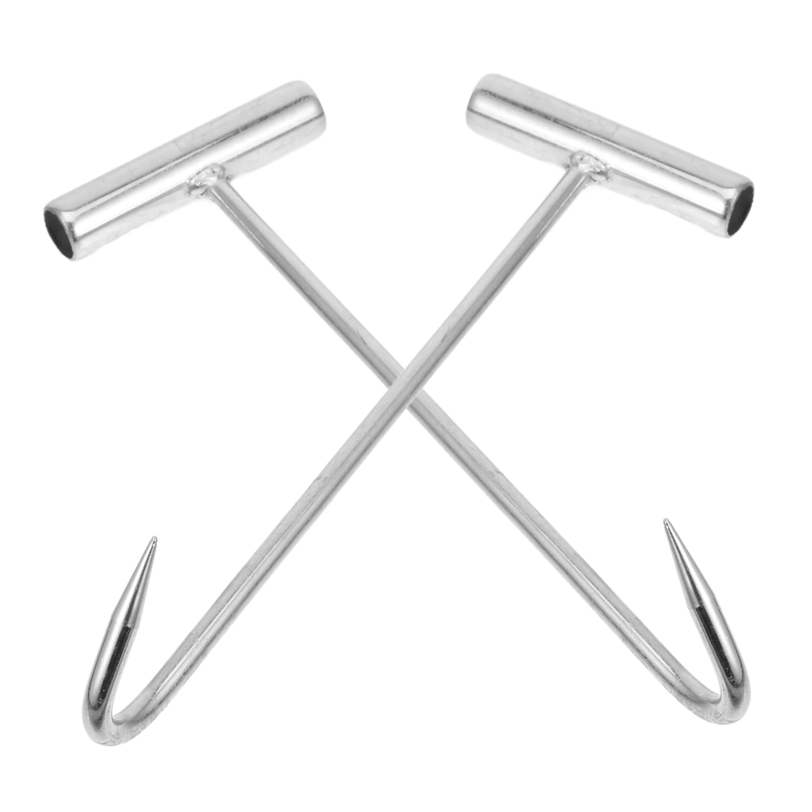 SOLUSTRE 3sets Manhole Cover Hook Utility Tool Roller Door Hook Manhole Lift Hooks Roast Turkey Hook Drain Grate Hook Manhole Cover Lifter Hook Spring Pull Hooks Silver Stainless 2pcs*3