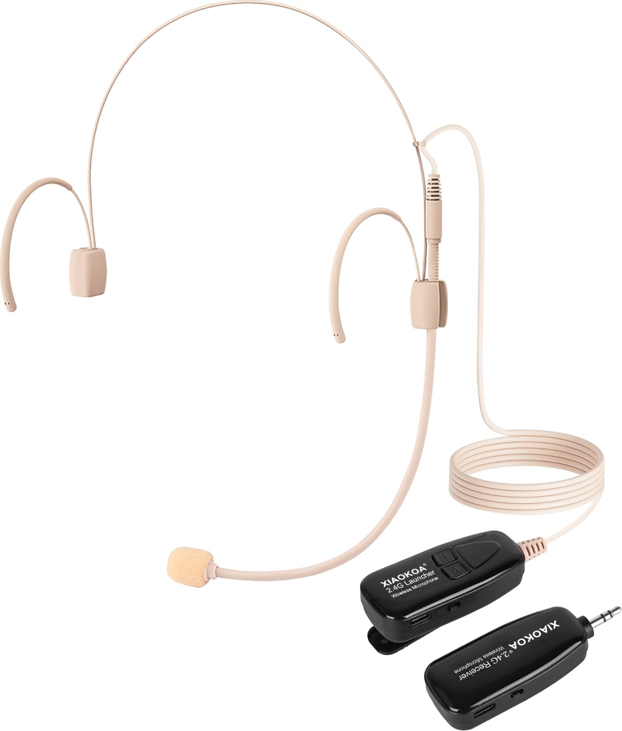 Wireless Headset Microphone, 2.4G Skin Tone Head Mic for Teaching