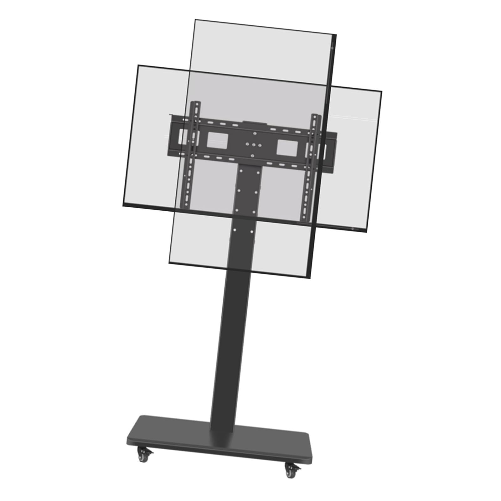 HPTHLY Mobile Stand - Mobile Tv Cart With Wheels, Height Adjustable Rolling Tv Stand, For 32-65 Inch Tvs, With 0-90° Horizontal And Vertical Screen Switching, Max Vesa 600X400Mm