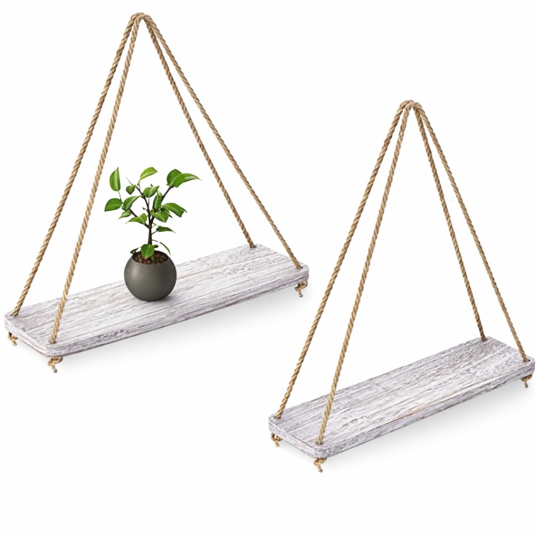 Tablettes flottantes en bois avec cordon étagères suspendues cuisine 17"工艺