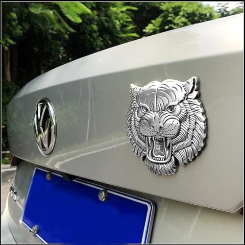 Image of Tiger 3D Metal Emblem for Cars & Bikes, Silver, Big 10 x 10 cm