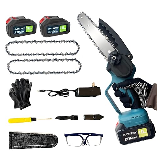 6 Inch Mini Chainsaw Cordless - Handheld Electric Chain Saw with 2 x 3000mAh Batteries for Wood Cutting, Tree Pruning, Yard Cleaning – Ideal Gift for Dad, Men, Homeowners