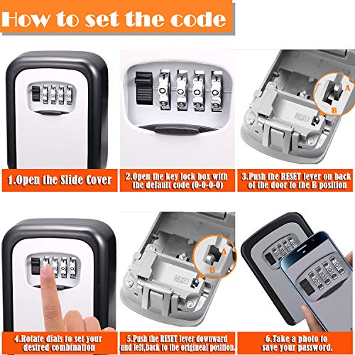 Key Storage Security Lock,Vision-Life Wall Mounted Outdoor Key Safe Lock Box With 4-Digit Combination Secure Cabinet,To Share And Secure Keys For Airbnb,Home,Office,Garage Etc [Resettable Code] #TOP5
