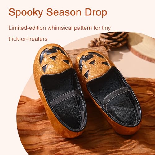 Glittery Pumpkin Halloween Limited Edition Girls Shoes - Easy-On Princess Flats3