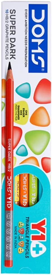 Doms Y 1 + Super Dark HB/2 Graphite Pencil Box Pack | Triangular Shape ...
