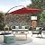 JEAREY 10FT Outdoor Patio Umbrellas Large Offset Umbrella Curvy Cantilever Umbrella Heavy Duty Hanging Round Umbrella with Sandbag Base for Pool, Backyard, Market, Deck, Lawn and Garden, Red