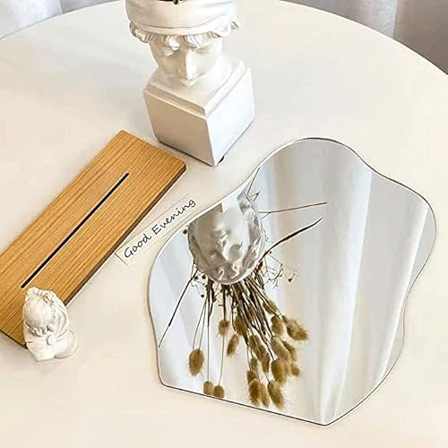 Wirhlly Acrylic Makeup Mirror For Desk With Stand-Aesthetic Desk Decor Vanity Mirror-Frameless Table Top For Bedroom,Living Room And Minimal Spaces Room Decor #TOP3