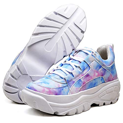 Tênis Plataforma Sola Alta Casual Fashion Feminino DUBUY 728MR (37, Tie dye)
