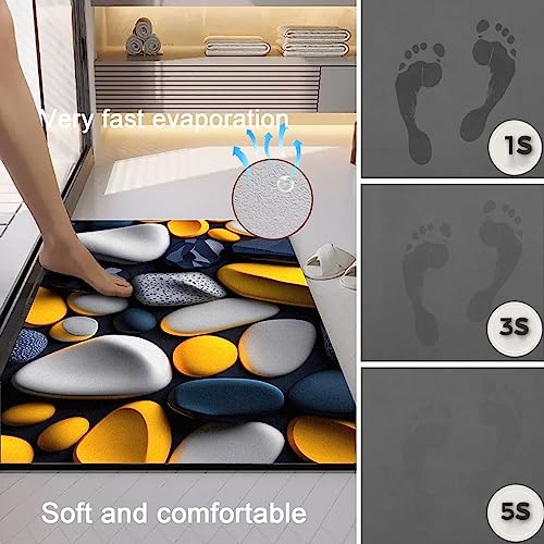 Olnamaro Stone Bath mat,Shower mat(3D Wonder Stone Pattern) Diatomite Stone Bath mat non Slip 50x80cm,Soft, Absorbent - Image 3