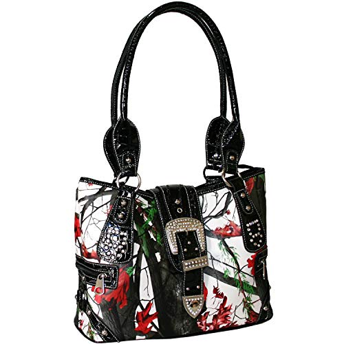 Western Rhinestone Buckle Accent Purse Handbag Matching Wallet2