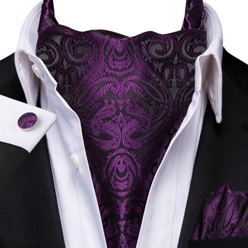 Image of Dubulle Paisley Floral Ascot for Men Self Tie Mens Cravat and Pocket Square Cufflinks Wedding