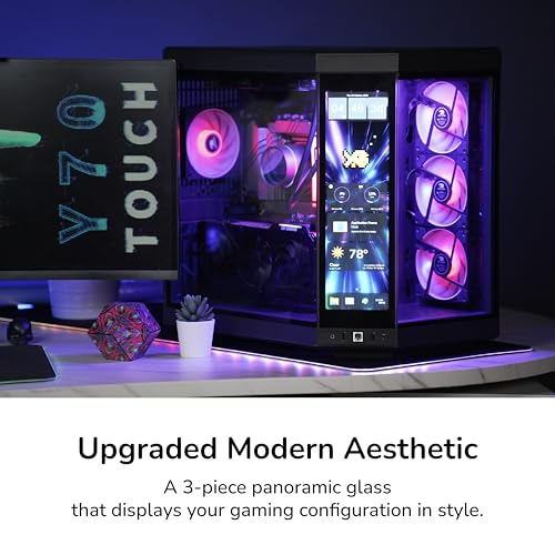 Image of Hyte Y70 Touch Infinite Dual Chamber ATX Mid Tower Modern Aesthetic Case with 14.9 inch Integrated 2.5K IPS Touchscreen - Pitch Black