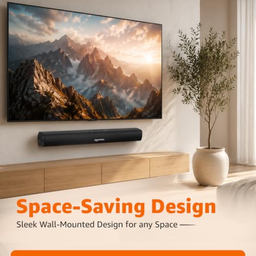 Image of amazon basics 50W Soundbar | Bluetooth 5.3 Wireless Speaker | HDMI ARC, Optical, AUX & USB | Stereo Surround Sound | 3 EQ Modes (Music /Movie /News) | Remote Control | LED Display | Black