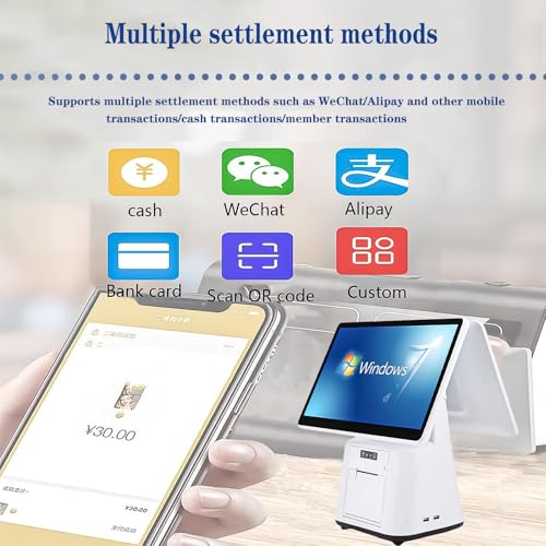 Image of Restaurant POS System with 15.6-Inch Touchscreen - All-in-One Cash Register for Small Business, 8GB RAM 128GB SSD, Retail Store Payment Terminal with Receipt Printer (Single Screen)