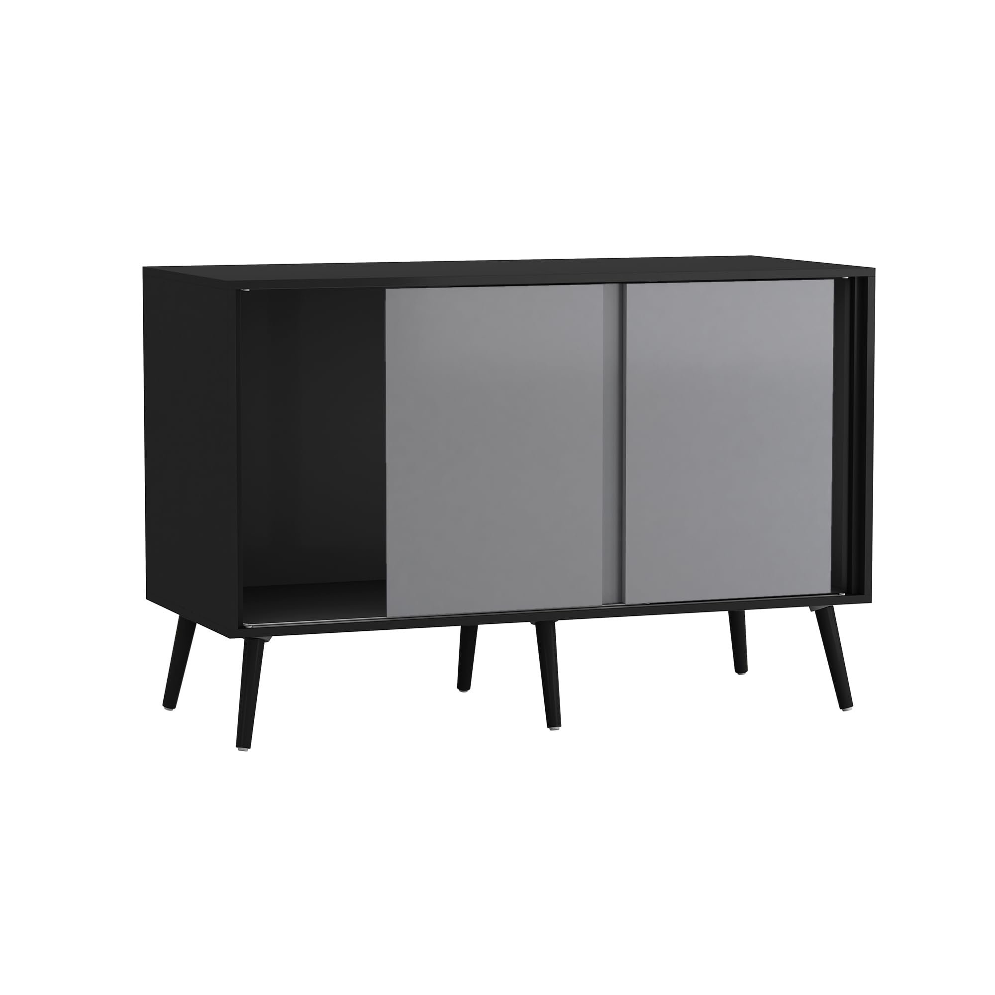 URBNLIVING 3-Door Sliding Sideboard Cabinet with Wooden Legs, Modern Cupboard, Credenza for Living Room, Dining Room or Office, Storage Organizer with Stylish Sliding Doors, Mix & Match Colour Combos