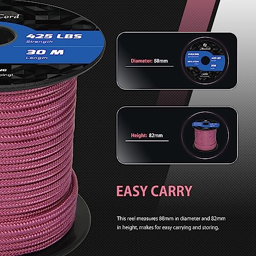 Abma Cord Paracord 425 lbs 3mm 100% Nylon 30M - Berry purple, Solid-berry Purple, 30 Meters - Image 2