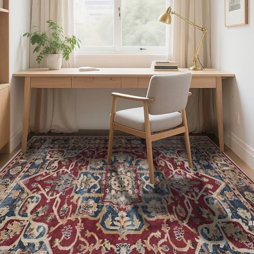 Tapis antidérapant enfant lavable machine rouge rétro 120x160cm - 3