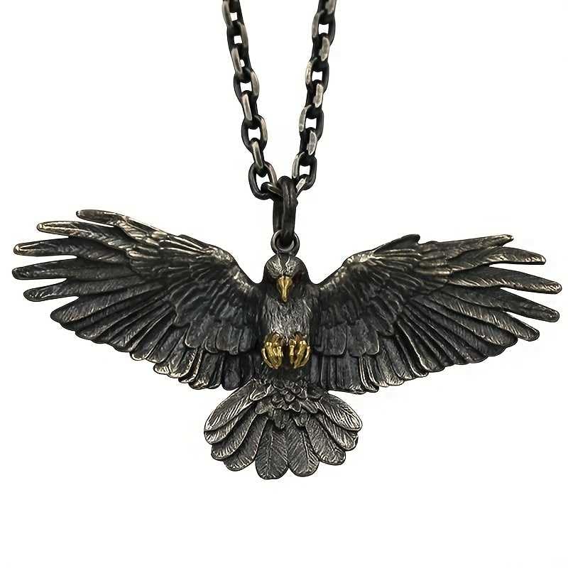 bling queen Men's Stainless Steel Eagle Wing Pendant Necklace with Chain-picture-11