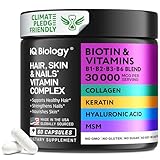 Biotin for Hair Growth Women & Men with Keratin, Collagen Complex 30000 mcg – Capsules for Hair Loss & Stronger Thickness – Skin & Nails Vitamins, Biotin 10000mcg and Collagen Supplements - 60 Pills