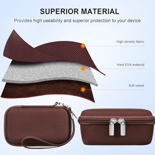 Image of Elonbo Camera Case for Panasonic LUMIX ZS99 / TZ99 / ZS80 / ZS70 / ZS300 / ZS200 / ZS100 / LX10 Point and Shoot Camera. Panasonic LUMIX Digital Camera Carrying Case. Mesh Pocket fits Battery, Coffee color