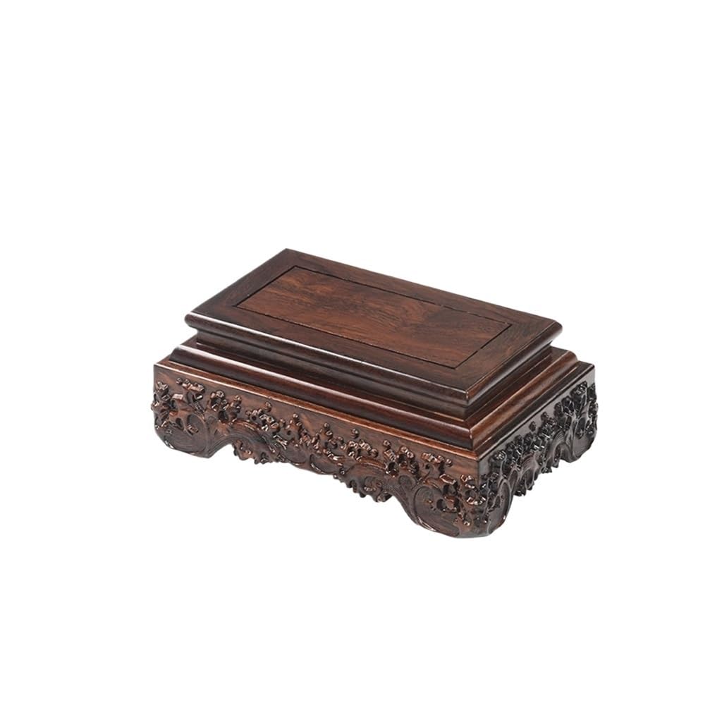 MPOPO Bonsai Pedestal Carved Solid Wood Base Vase Flower Pot Buddha Statue Ornaments Wooden Bracket Vase Display Stands Pedestal Base