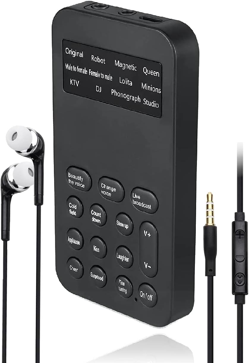 SAFETYNET Voice Changer | Mini Voice Changer Sound Effects Machine Audio Card Sound Changer Plug & Play 8 Sound Effects for Live Streaming Online Chatting Singing for Smartphone Tablet PC