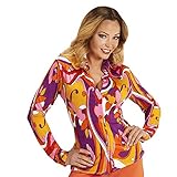 Widmann - 70er Jahre Damenbluse, Orchidee, Karneval, Mottoparty