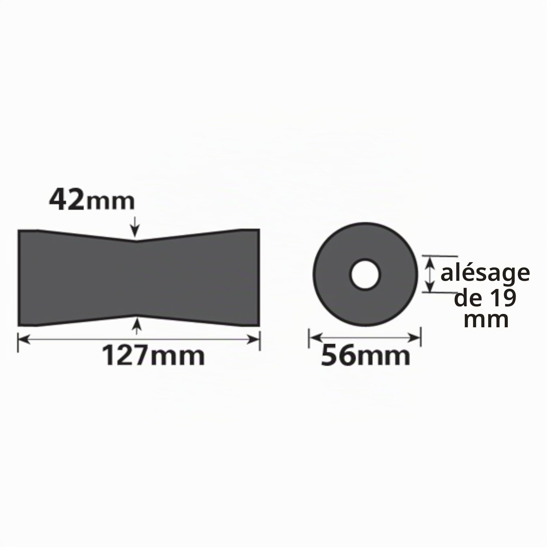 AB Tools Voile / / remorque Jetski Dinghy quille V Rouleau & Support en Broche 19 mm UBR19 UBR21
