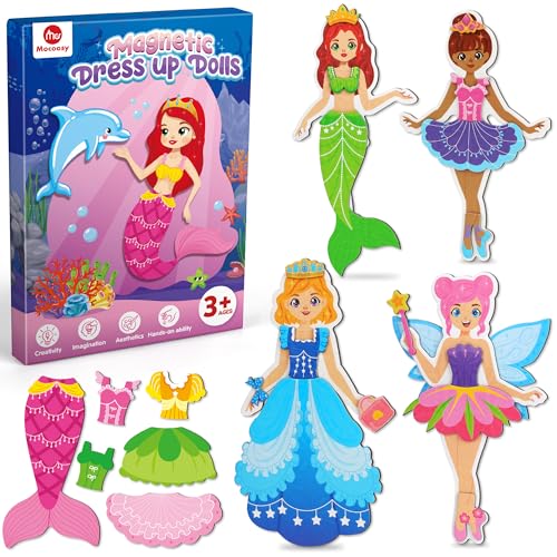 Mocoosy Magnetic Dress Up Dolls for Girls, Princess Mermaid Fairy Ballerina Magnet Dolls Dress Up...