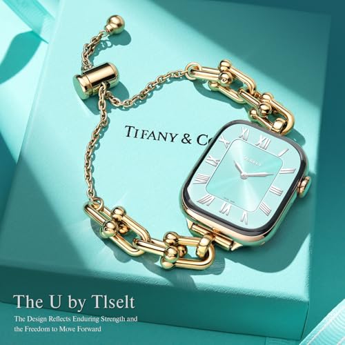 Image of Slim Bracelet for Apple Watch Series 11-3 SE 3 /2 /1 Ultra Women iwatch Bands | U-Shaped Jewelry Design, Push-Button Drawstring Lock, Fits 38 /40 /41 /42 /44 /45 /46 /49mm, Adjustable Length, Dressy Gift for Her