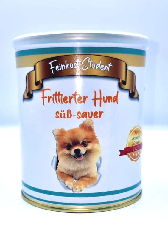 Frittierter Hund süß-sauer aus der Dose Scherzarktikel, Lustige Geschenkidee, Party-Brüller, Spaßgeschenk, Halloween, Geburtstagsgeschenk