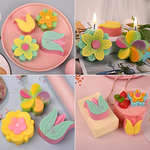 Image of Sakolla 6-Cavity Flower Soap Molds Silicone, 2 Pack Tulip Different Flower Shapes Silicone Molds for Soap, Lotion Bar, Bath Bombs, Chocolate, Candy Baking Molds Jelly, Ice Cube Tray