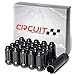 Circuit Performance 14x2.0 Black Closed End 6 Spline Security Acorn Lug Nuts Cone Seat Forged Steel (24 Pieces + Tool)
